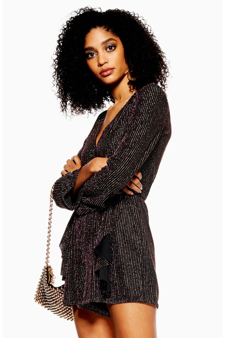 Glitter Stripe Romper, Alternate, color, BLACK