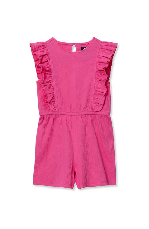 Girls Sleeveless Ruffle Knit Romper
