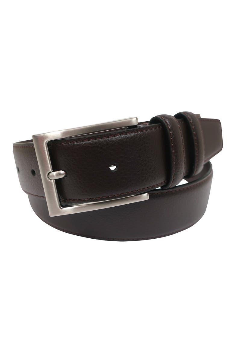 Stitched Pebble Leather Belt, Main, color, BROWN