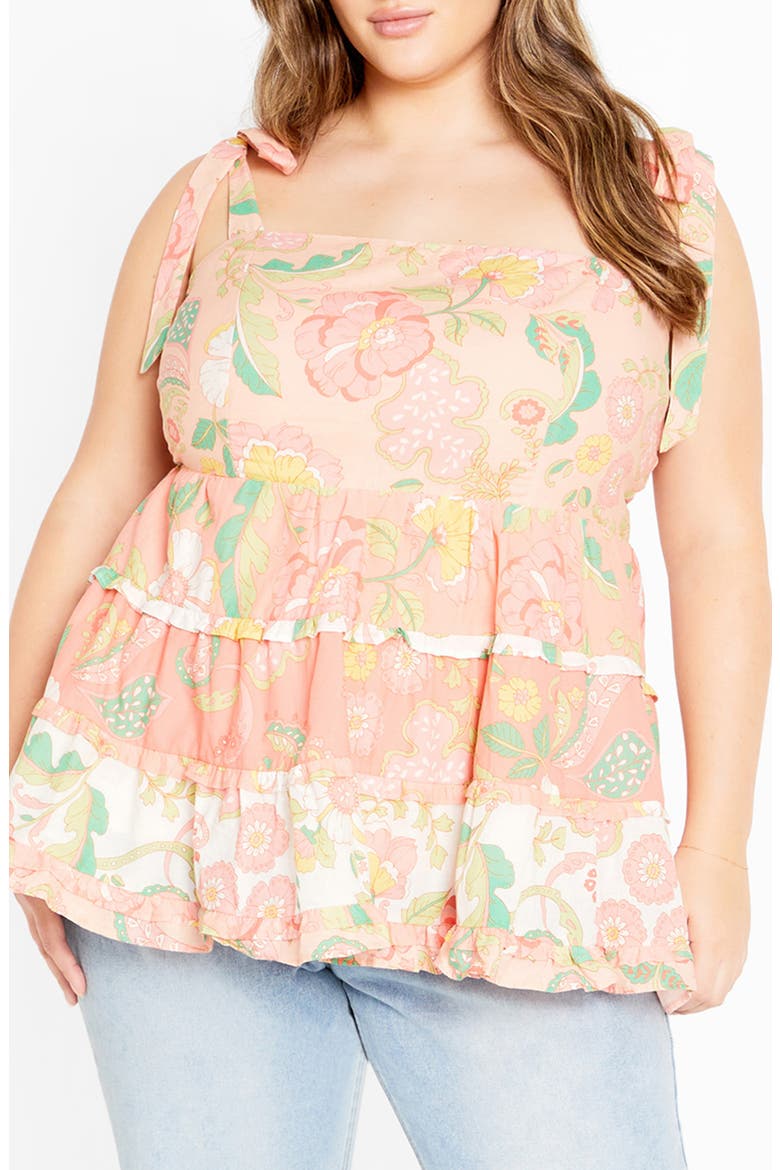 Cleo Smocked Tie Shoulder Top, Main, color, BELLINI SPLICE