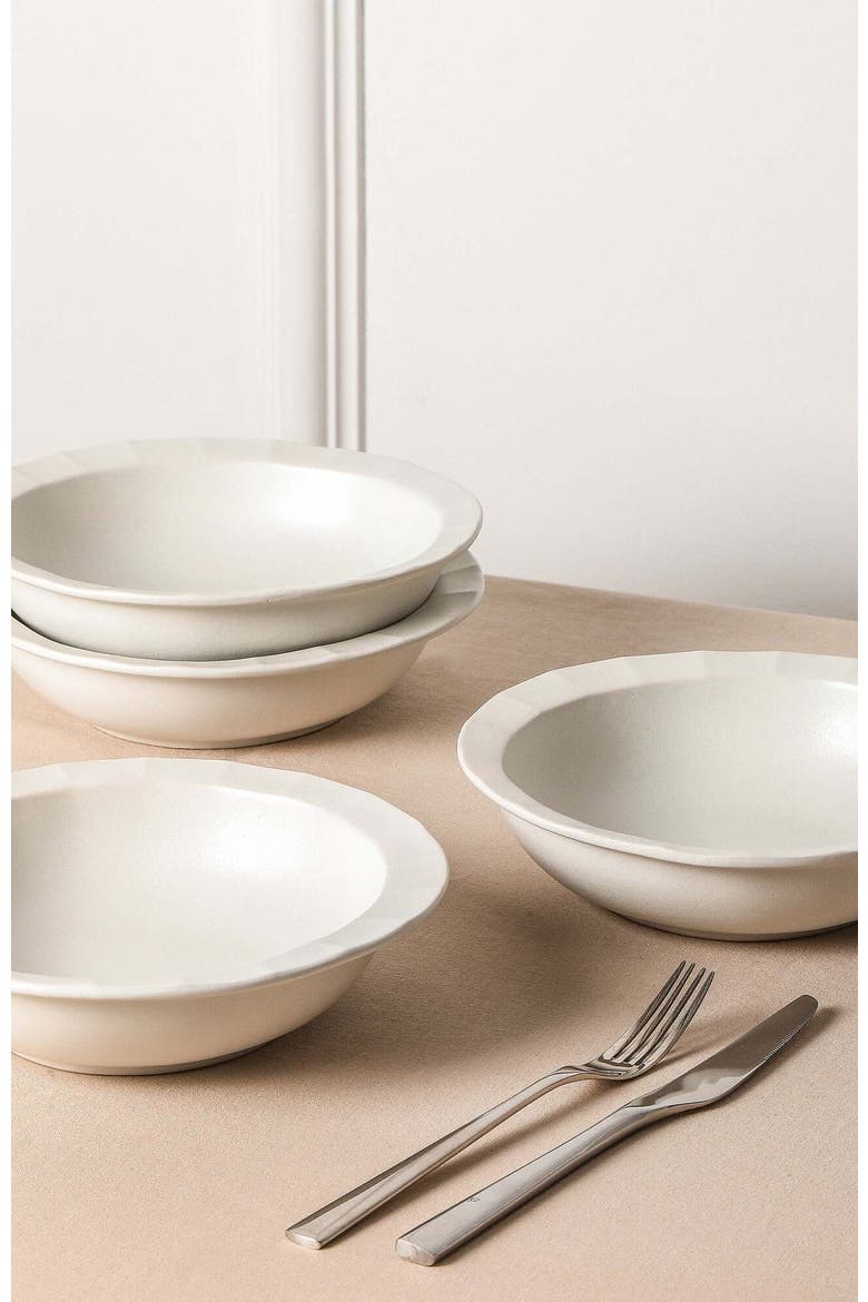 Oasis Stoneware 4-Piece Pasta Bowl Set, Alternate, color, White