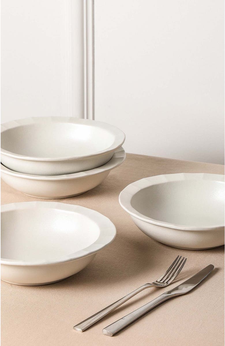 Stone Lain Oasis Stoneware 4-Piece Pasta Bowl Set, Alternate, color, White