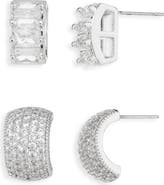 Cara Set of 2 Cubic Zirconia Button Stud Earrings