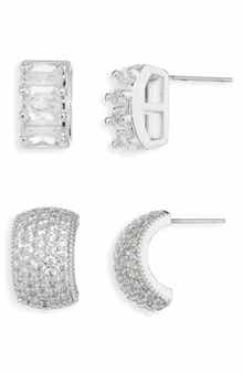 Cara Set of 2 Cubic Zirconia Button Stud Earrings