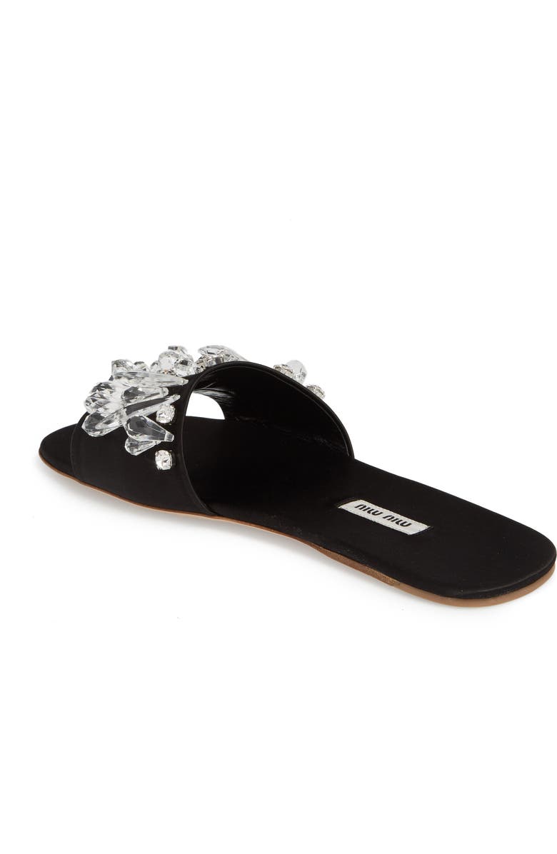 Miu Miu Embellished Slide Sandal, Alternate, color,