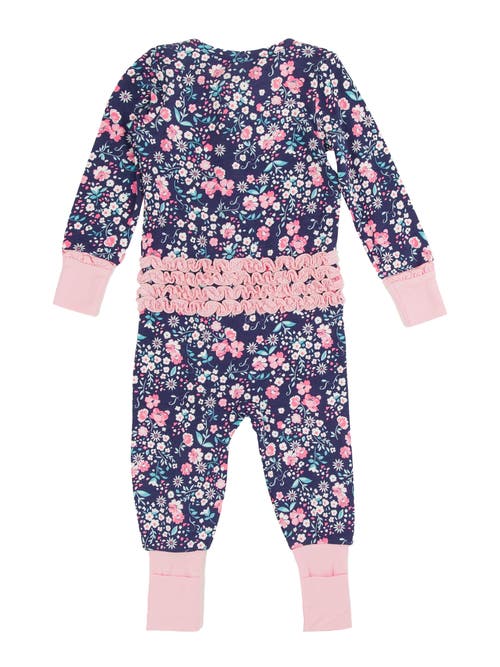 RUFFLEBUTTS RUFFLEBUTTS SOFTSNOOZE BABY GIRLS RUFFLE ONE PIECE CONVERTIBLE PAJAMAS