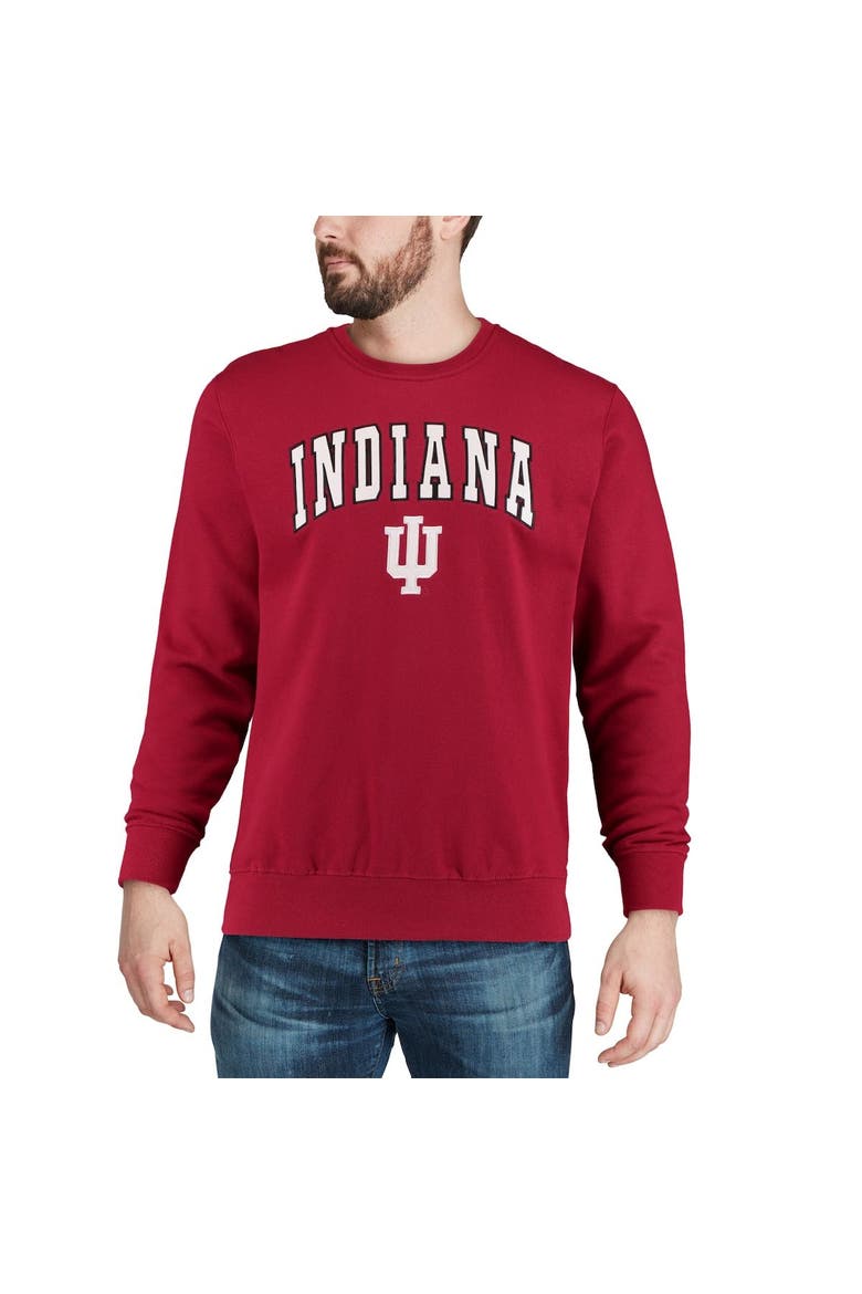 Men's Colosseum Crimson Indiana Hoosiers Arch & Logo Crew Neck Sweatshirt, Alternate, color, Crimson