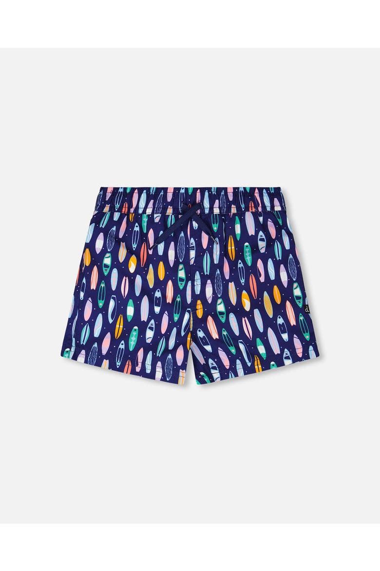 Mid Thigh Surfboard Boardshorts, Main, color, Blue Printed Surfboards