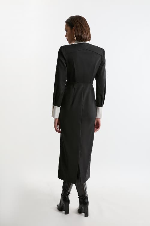 Karen Millen Techno Cotton Shirt Maxi Shirt Dress In Black
