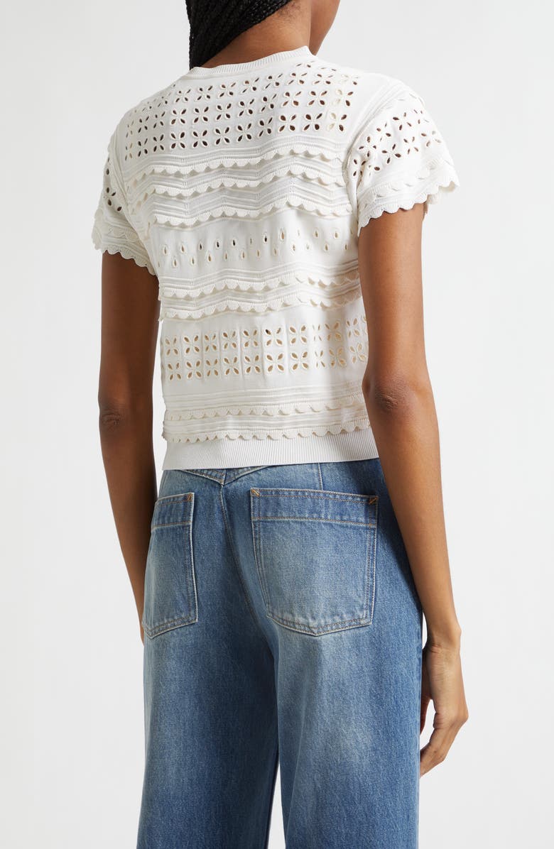 Ulla Johnson Abriana Eyelet Scallop Trim Cardigan, Alternate, color, Cowrie