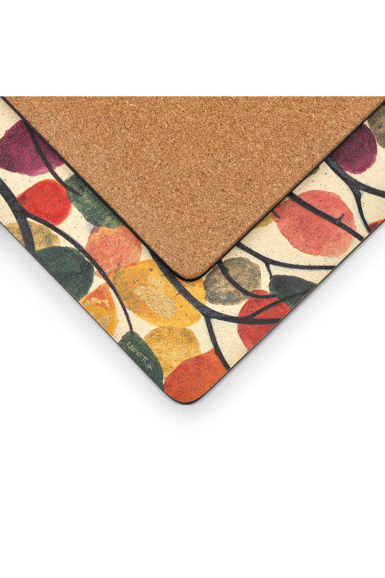 Dancing Branches Set of 4 Cork Back Placemats, Alternate, color, Multi