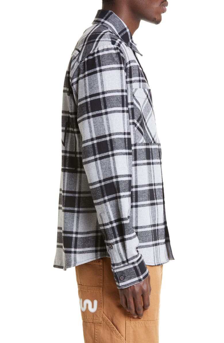 Off-White Outline Arrows Plaid Flannel Shirt, Alternate, color,