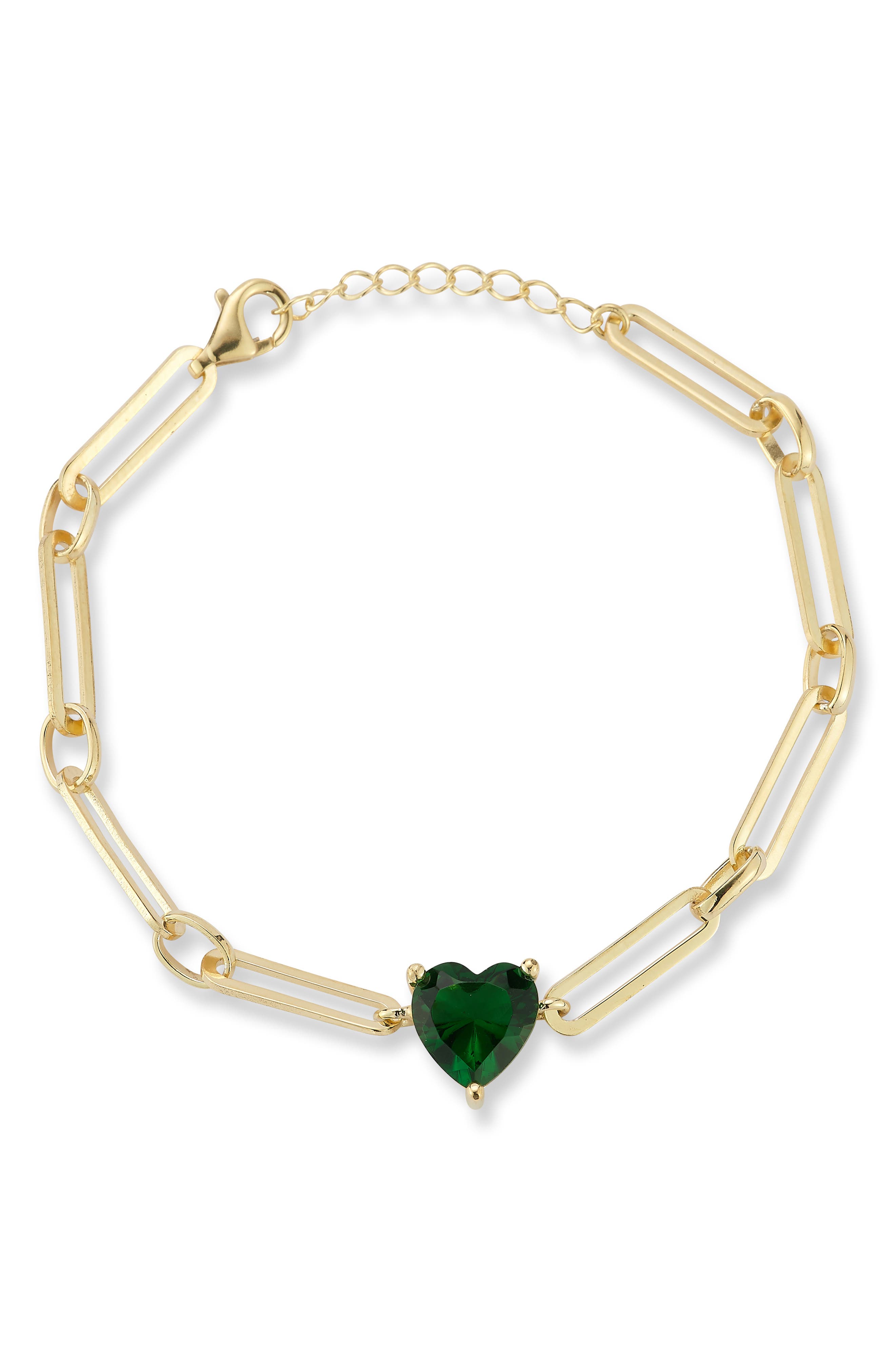 Heart Cubic Zirconia Link Bracelet