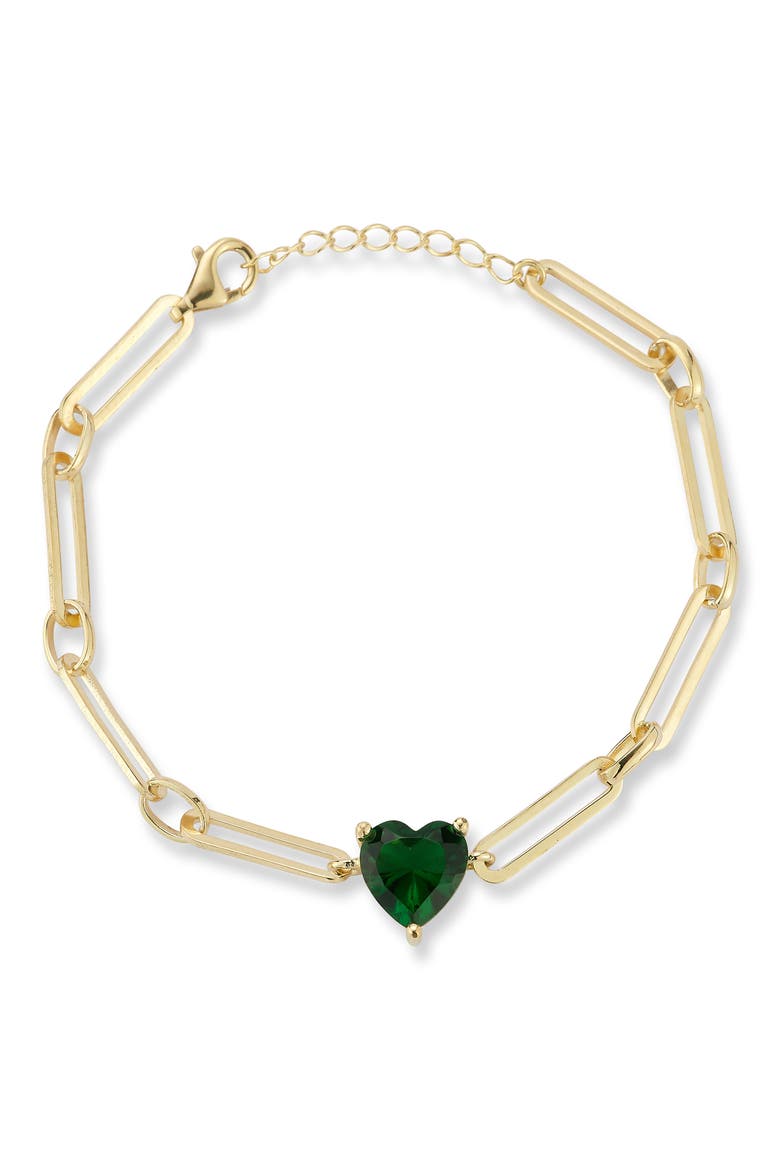 Heart Cubic Zirconia Link Bracelet, Main, color, GOLD