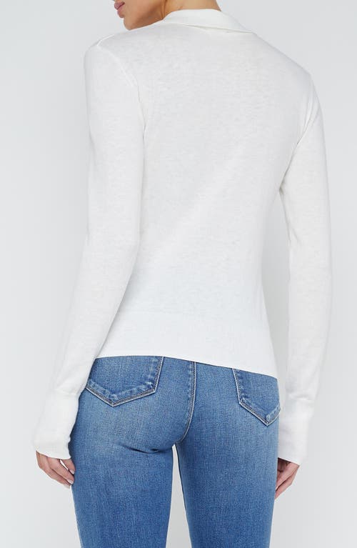L Agence Sterling Jewel-button Sweater In White/gold