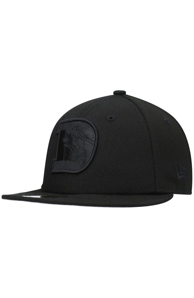 New Era Men's New Era Black Denver Broncos Historic Logo Black on Black Low Profile 59FIFTY II Fitted Hat, Main, color, 