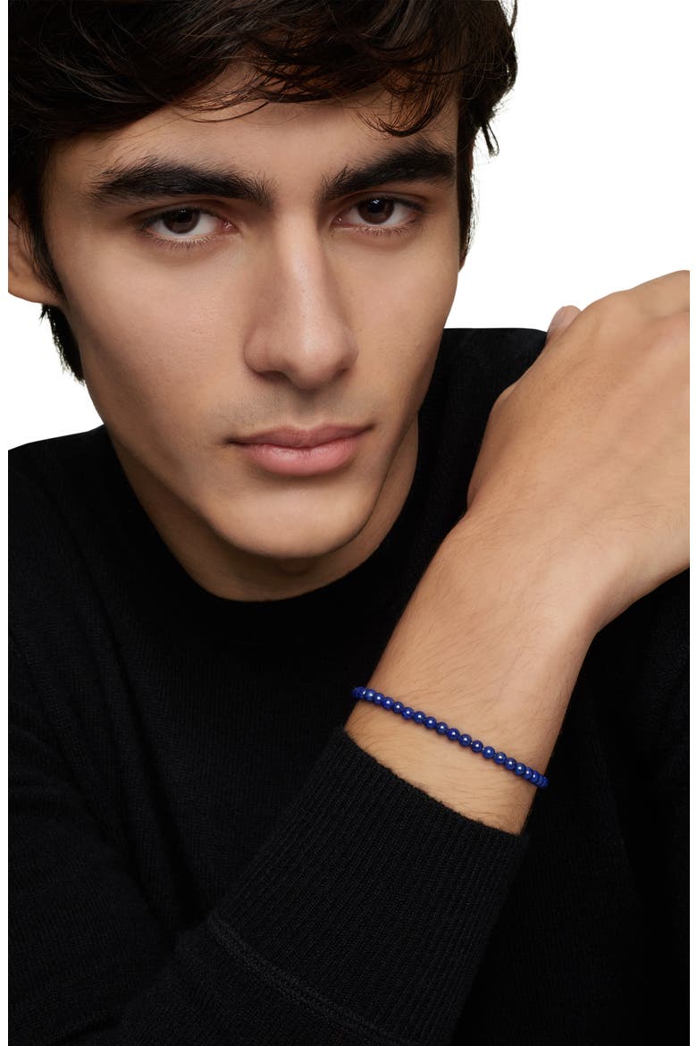 Men's Spiritual Beads Bracelet, Alternate, color, SILVER/ LAPIS