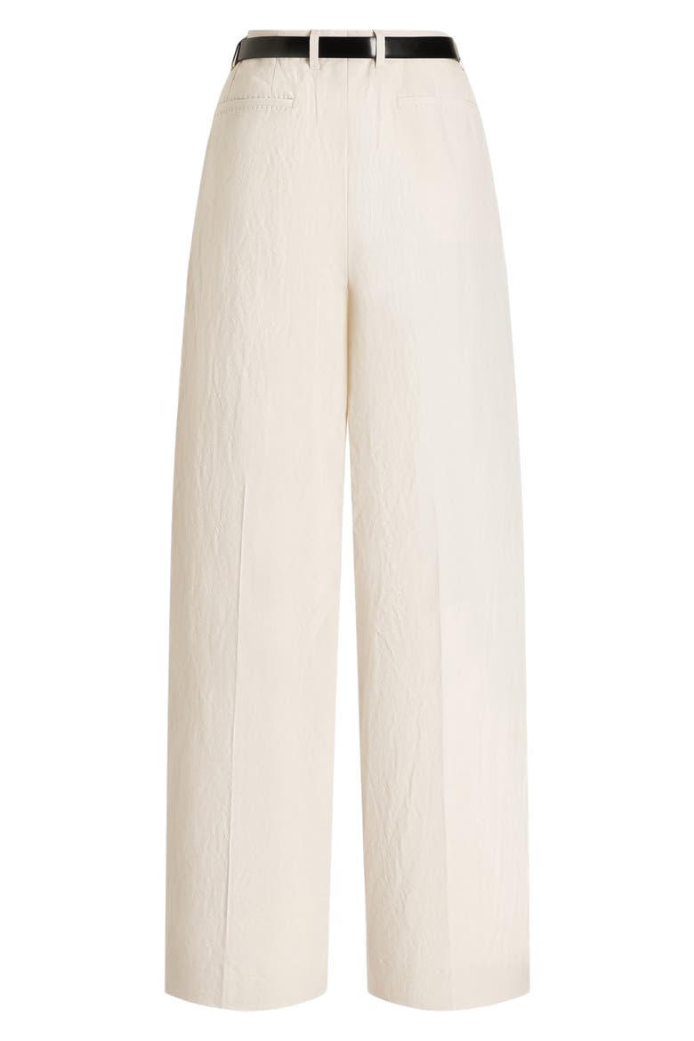 Pleated Wide Leg Cotton & Linen Pants, Alternate, color, W0001 NATURAL WHITE
