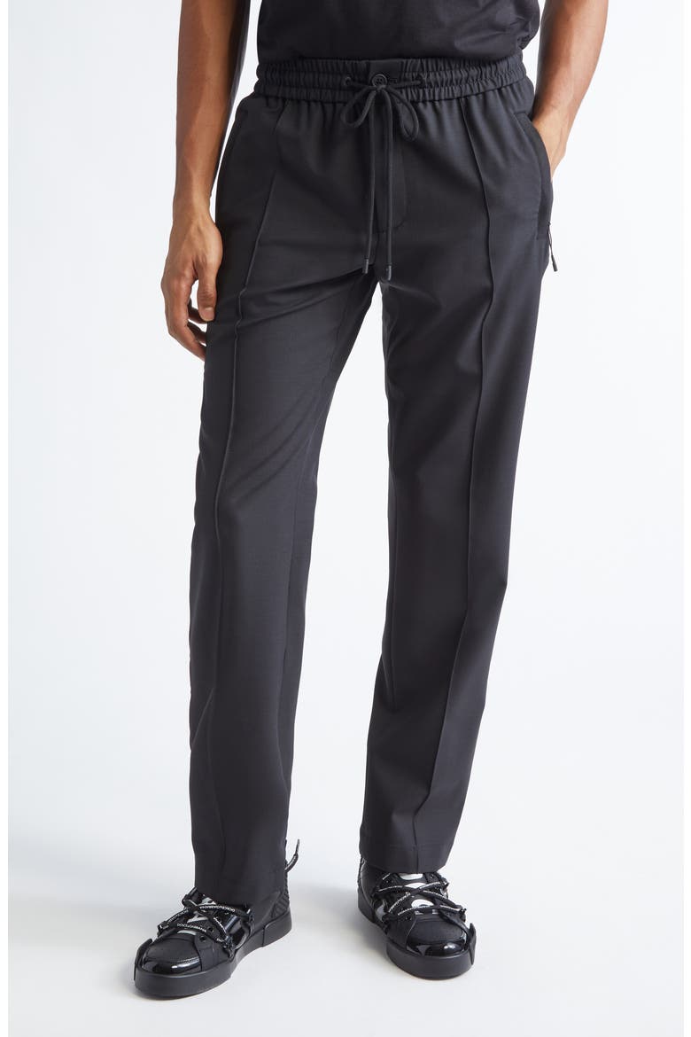 Drawstring Waist Wool Blend Canvas Pants, Main, color, N0000 NERO