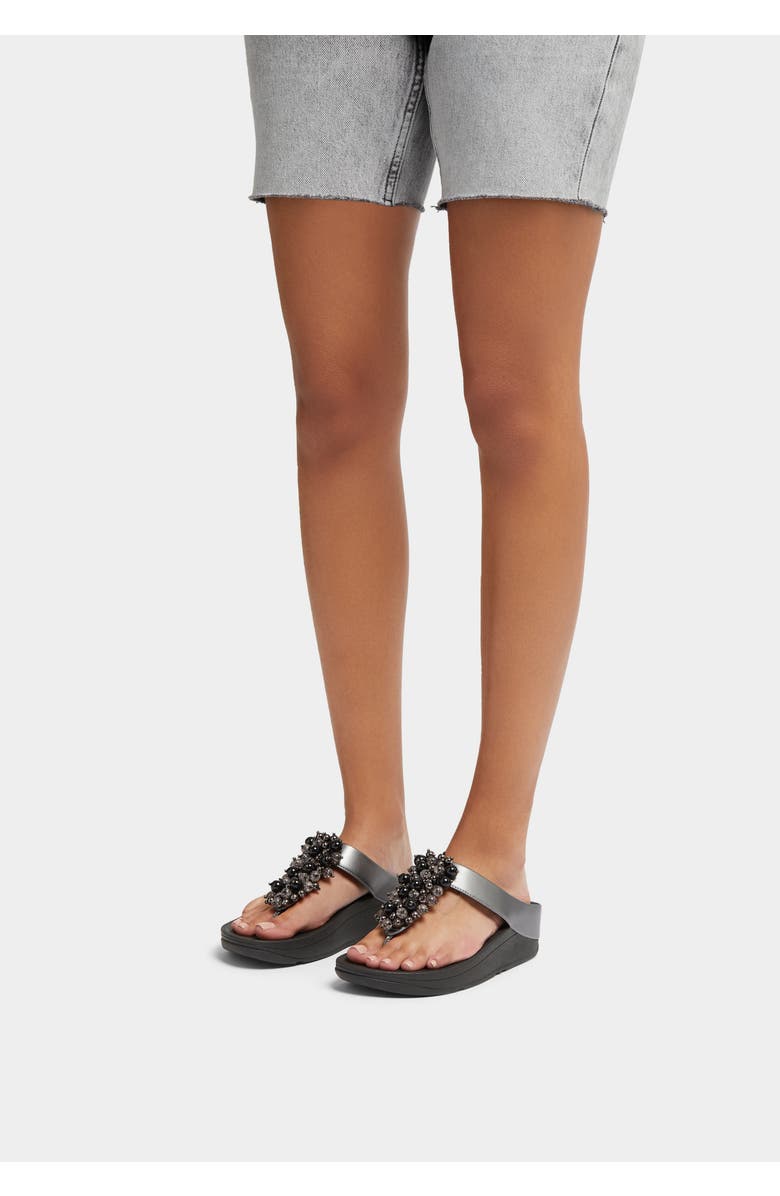 FitFlop Fino Bauble-bead toe-post sandals, Alternate, color, Pewter Black