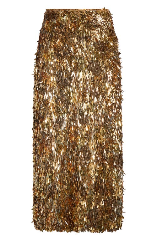 Ulla Johnson Casini Sequin Silk Skirt In Gilt