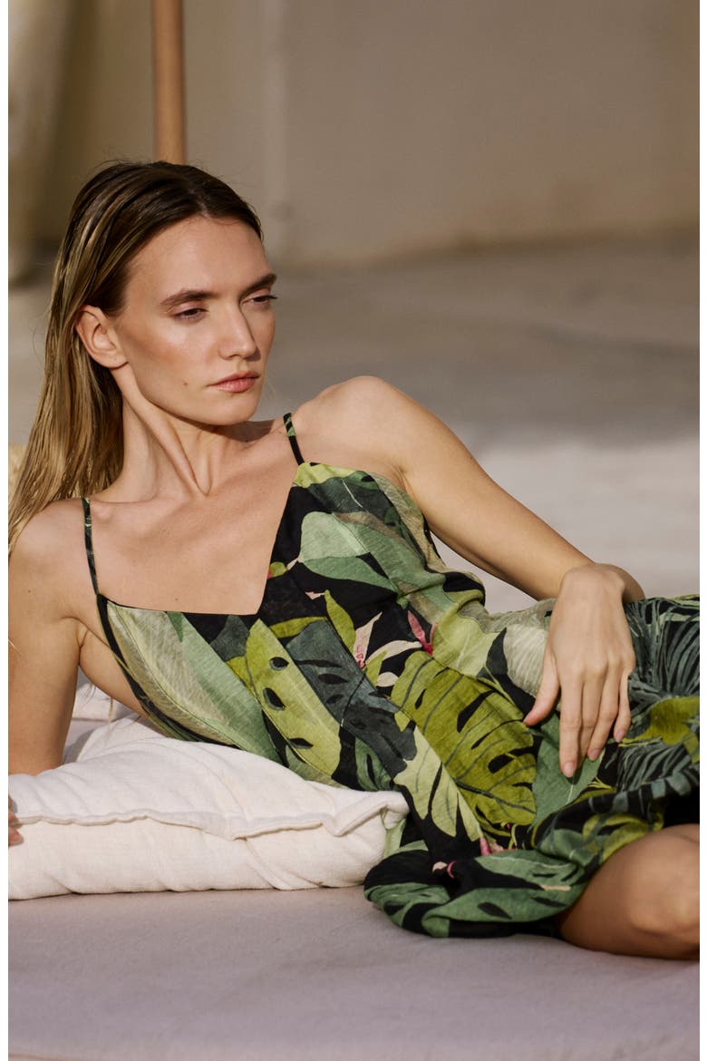 Nola Tropical Print Bubble Hem Minidress, Alternate, color, BLACK MULTI