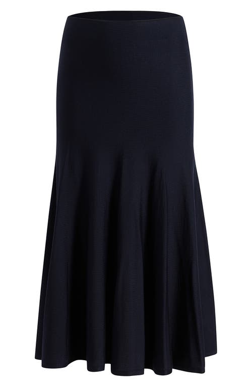 Shop Khaite Mayu Wool Blend Midi Sweater Skirt In Midnight Navy