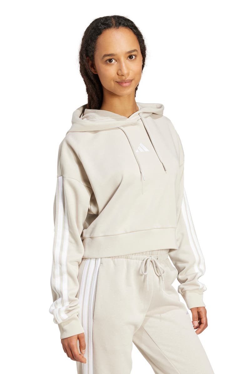 adidas 3-Stripe Crop Hoodie, Alternate, color, 