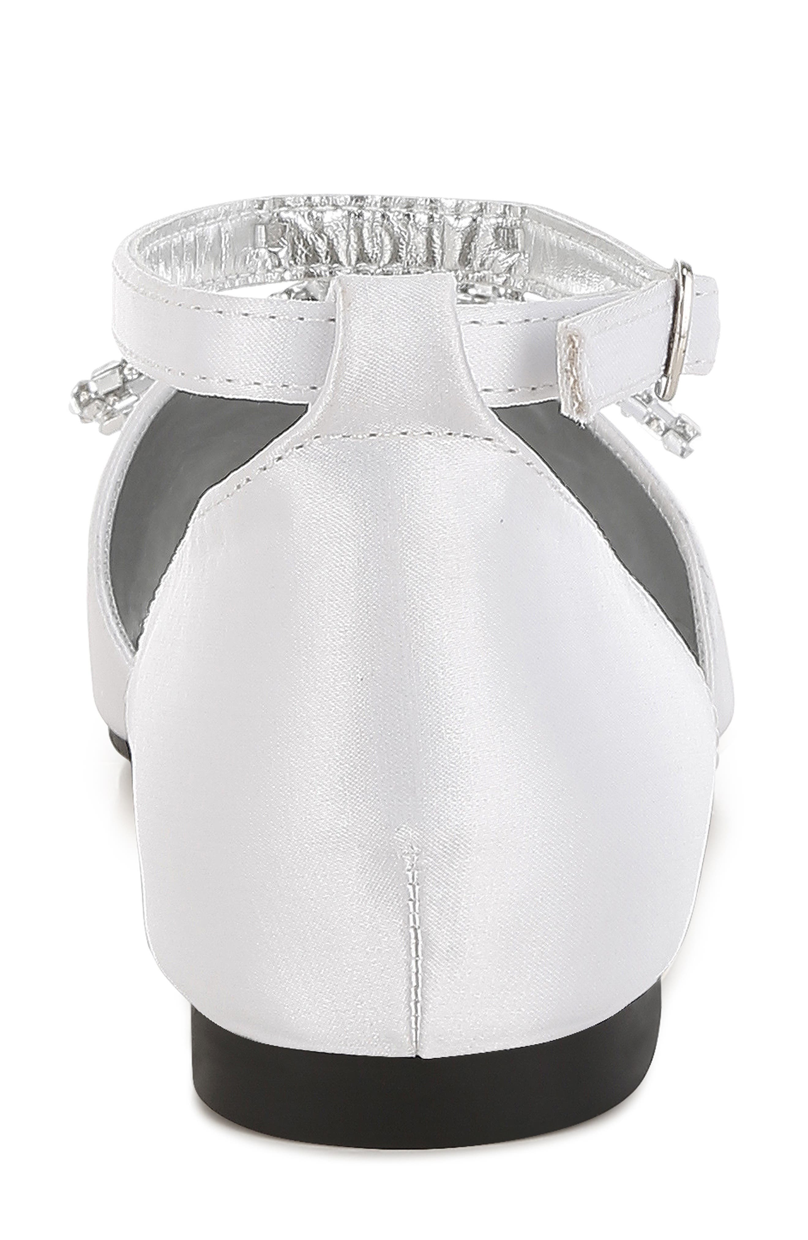 Rag & Co Simina Embellished Ankle Tie Flat, Alternate, color, White