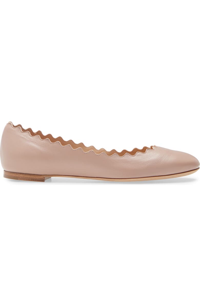 Chloé Lauren Scalloped Ballet Flat, Alternate, color, Pink Tea