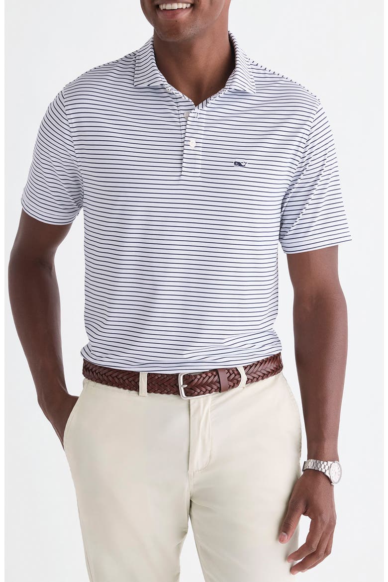 Air Tech Mesh Performance Polo, Main, color, WHITE CAP / NAVY