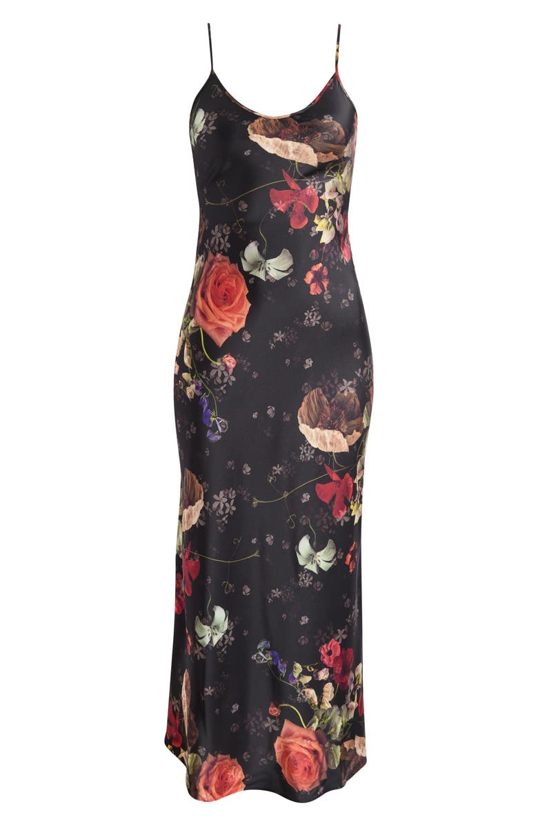 AllSaints Bryony Satin Slipdress, Alternate, color, Haze Black