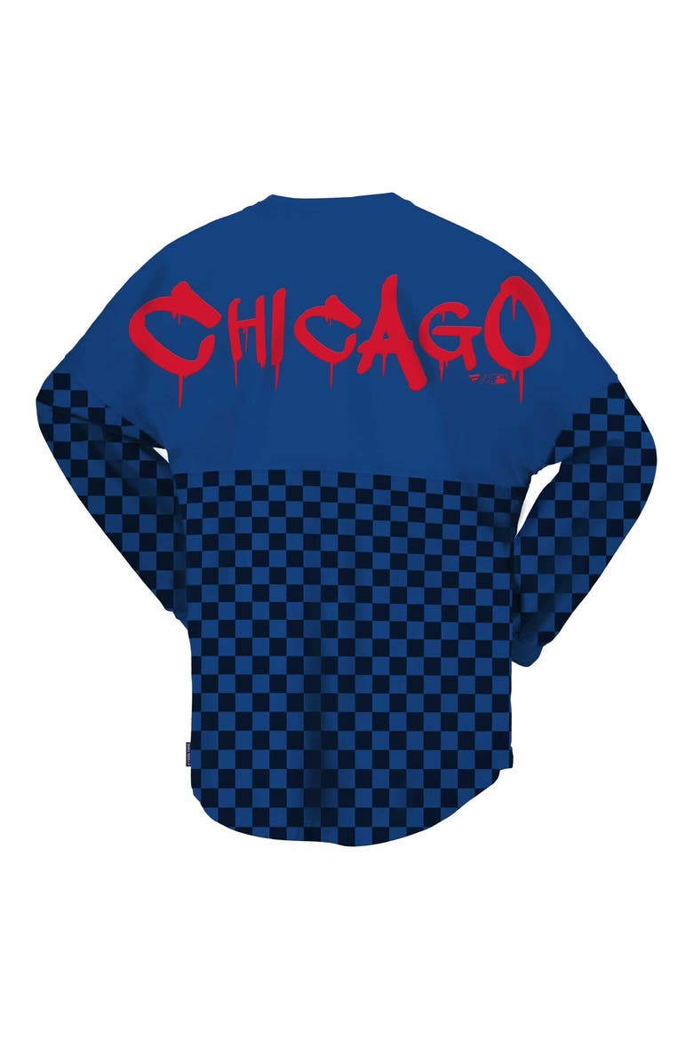 Women's Fanatics Branded Royal Chicago Cubs Checker Print Long Sleeve T-Shirt, Alternate, color, Royal