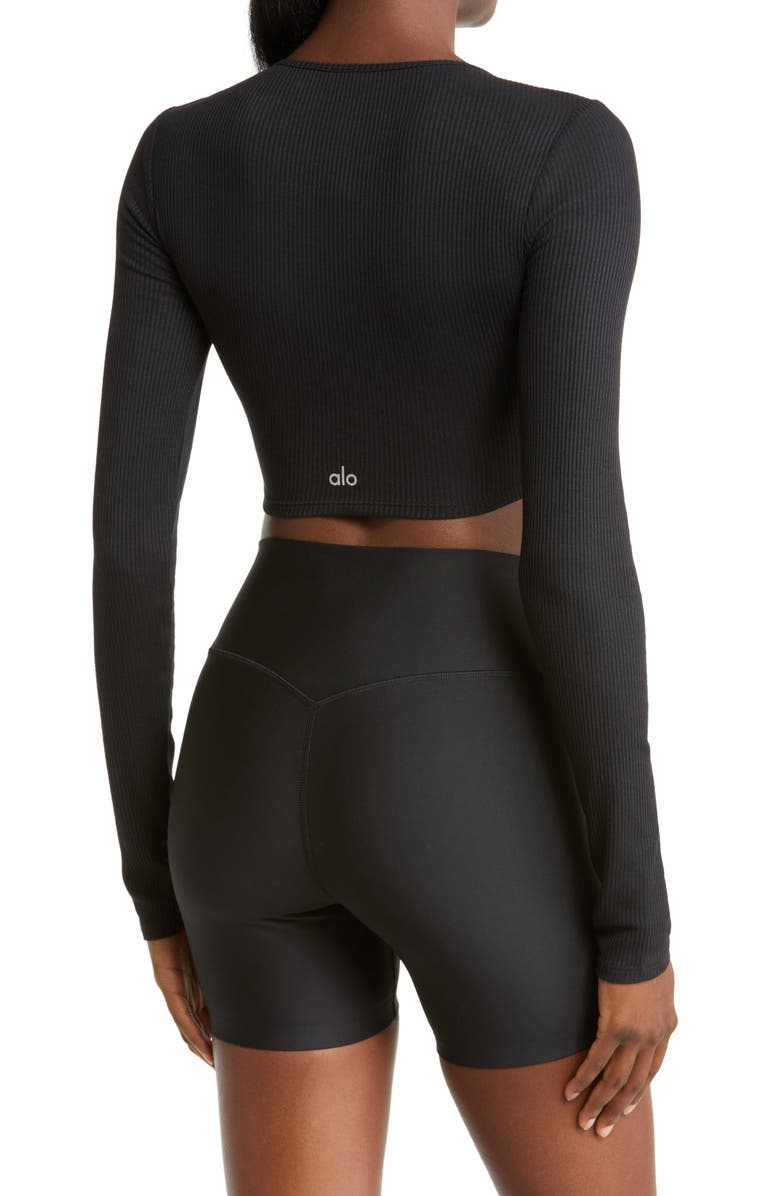 Alo Knot Long Sleeve Rib Top, Alternate, color, 