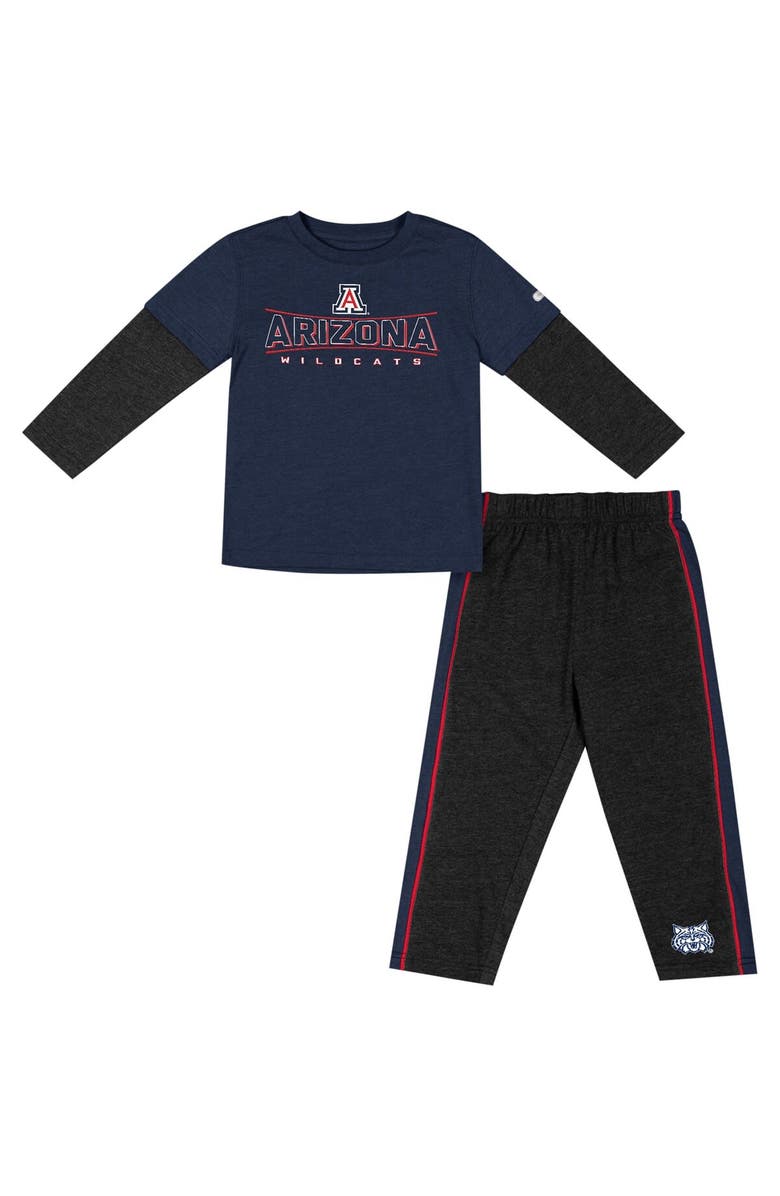 COLOSSEUM Toddler Colosseum Navy/Black Arizona Wildcats Long Sleeve T-Shirt & Pants Set, Main, color, 