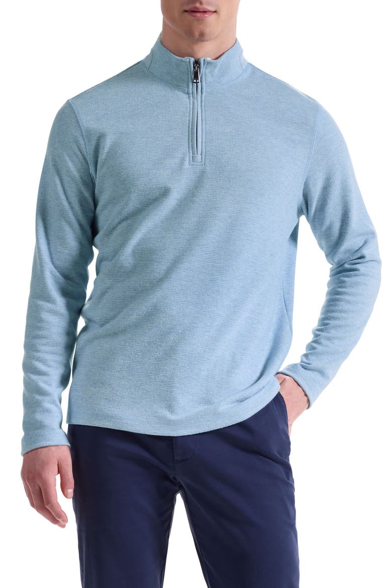 Houndstooth Patern Quarter Zip Top, Main, color, AIR BLUE