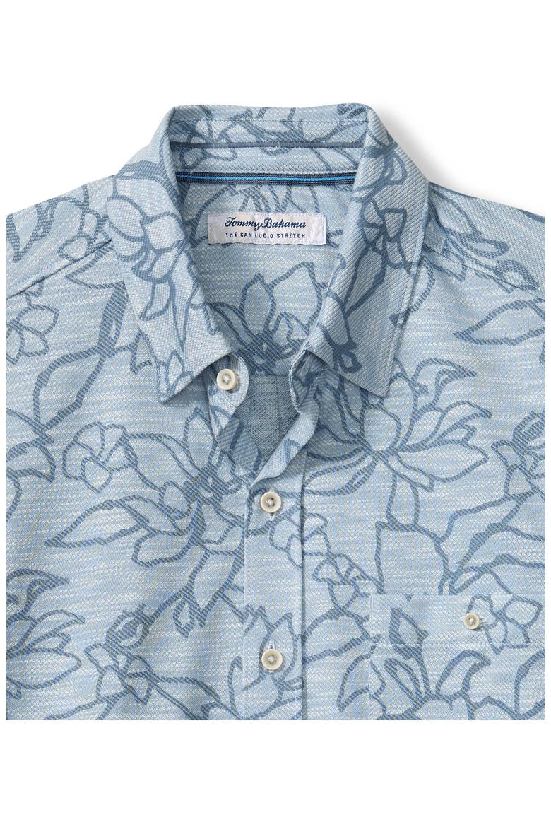 San Lucio Tides Flora IslandZone® Short Sleeve Cotton Blend Button-Up Shirt, Alternate, color, SILVERY BLUE