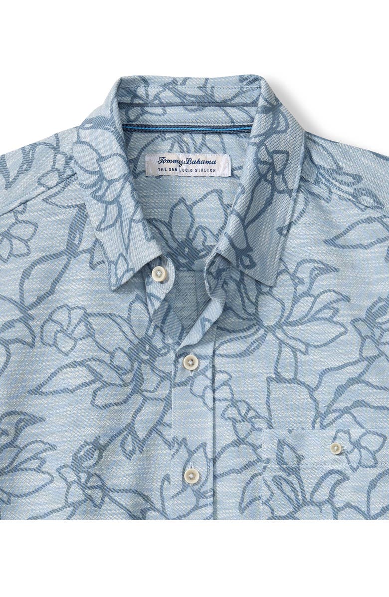 Tommy Bahama San Lucio Tides Flora IslandZone<sup>®</sup> Short Sleeve Cotton Blend Button-Up Shirt, Alternate, color, Silvery Blue