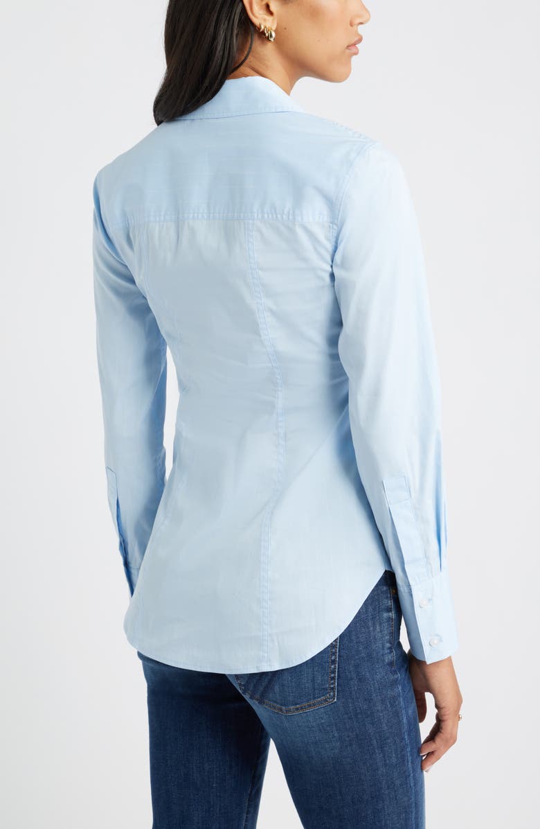 Open Edit Twist Front Stretch Cotton Blend Button-Up Shirt, Alternate, color, Blue Liza Pinstripe