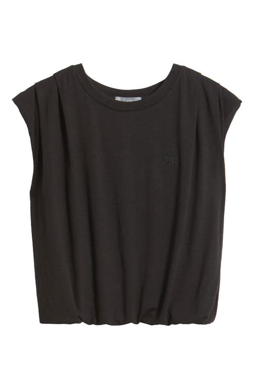 Wit & Wisdom Pleated Cap Sleeve T-shirt In Black