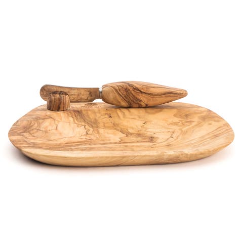 France Olive Wood Handcrafted Butter Dish & Knife