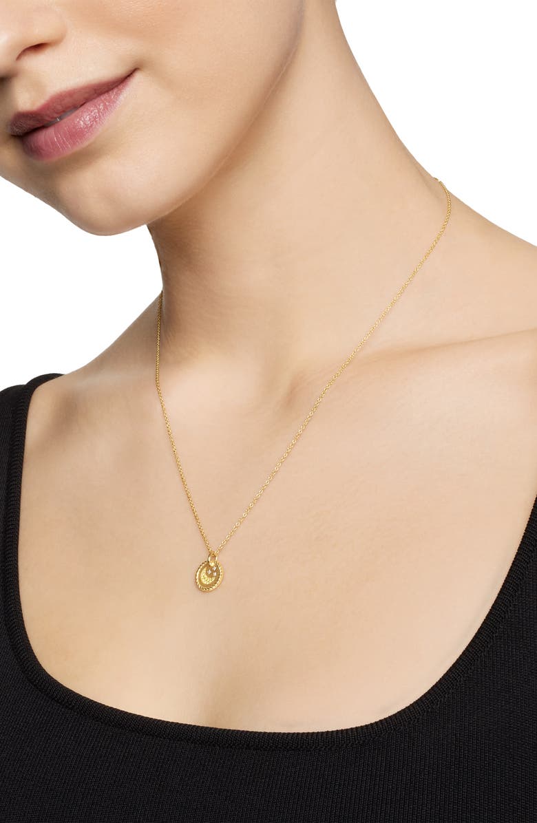 Cable Collectibles Moon & Stars Necklace with Diamonds & Yellow Sapphires in 18K Gold