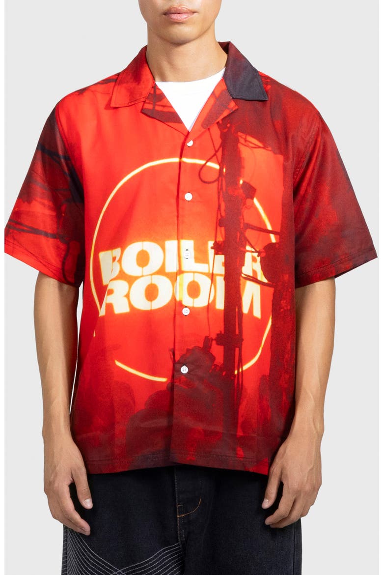 x Boiler Room Oversize Camp Shirt, Main, color, RED