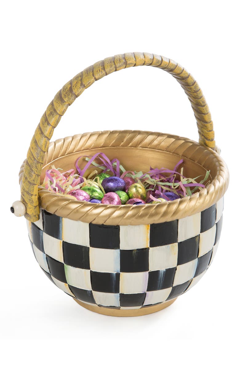 MACKENZIE CHILDS Courtly Check Large Basket, Alternate, color, Black