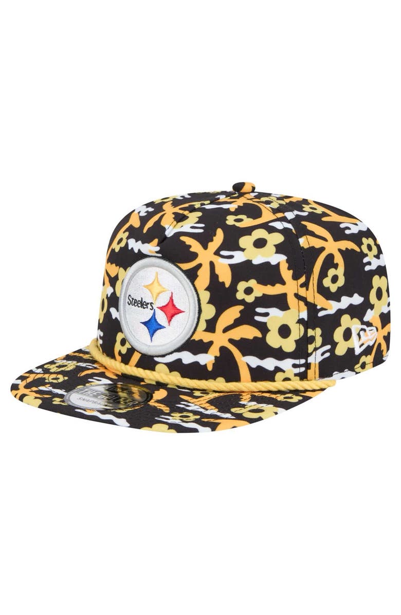 New Era Men's New Era Black Pittsburgh Steelers Wakey Wakey Golfer Snapback Hat, Main, color, Black