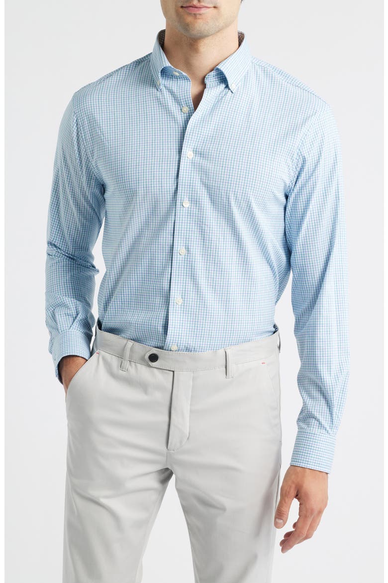 Koby Gingham Performance Button-Down Shirt, Main, color, HAZE