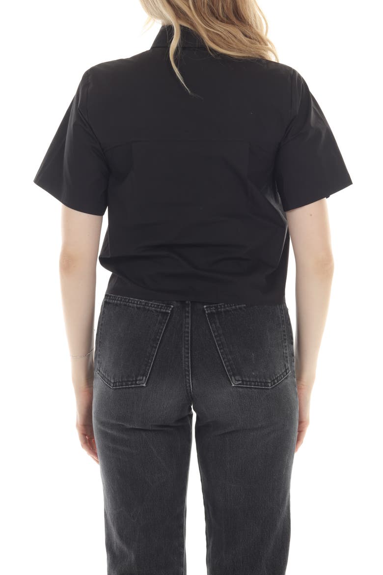 Embroidered Floral Button-Up Shirt, Alternate, color, BLACK
