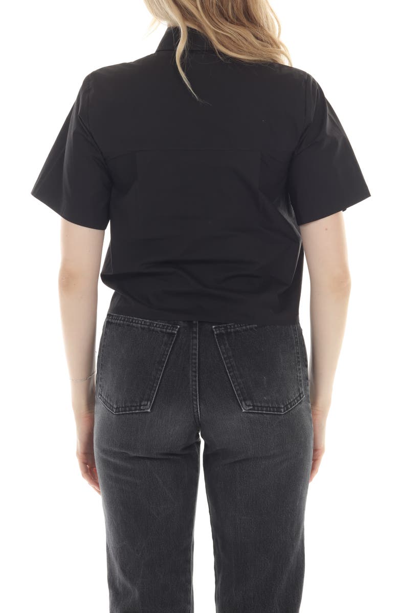 RAIN AND ROSE Embroidered Floral Button-Up Shirt, Alternate, color, Black