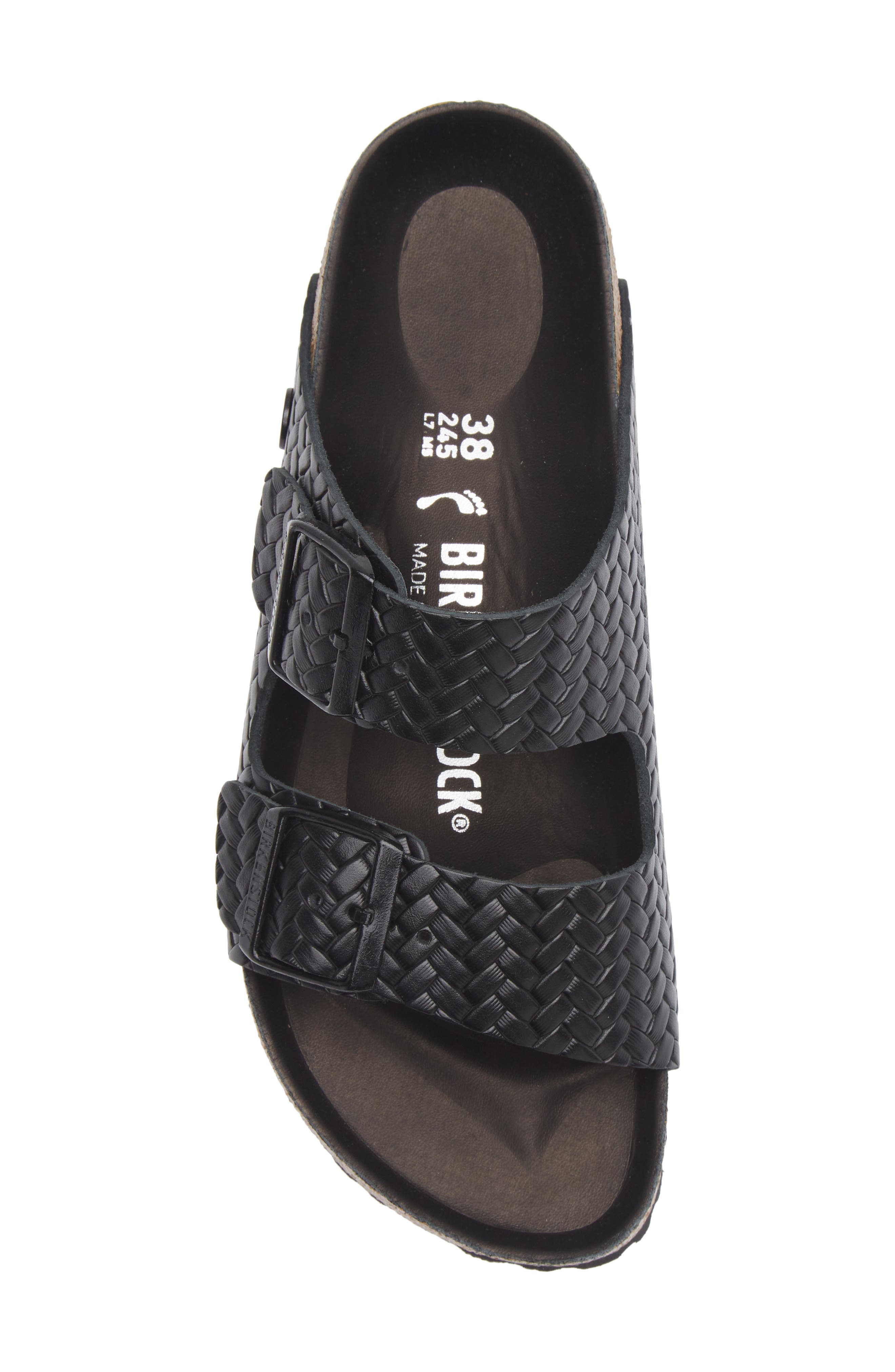 Birkenstock Arizona Woven Embossed Slide Sandal, Alternate, color, Black