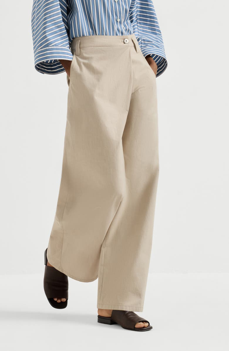 Brunello Cucinelli Loose Wrapped trousers, Alternate, color, Sand